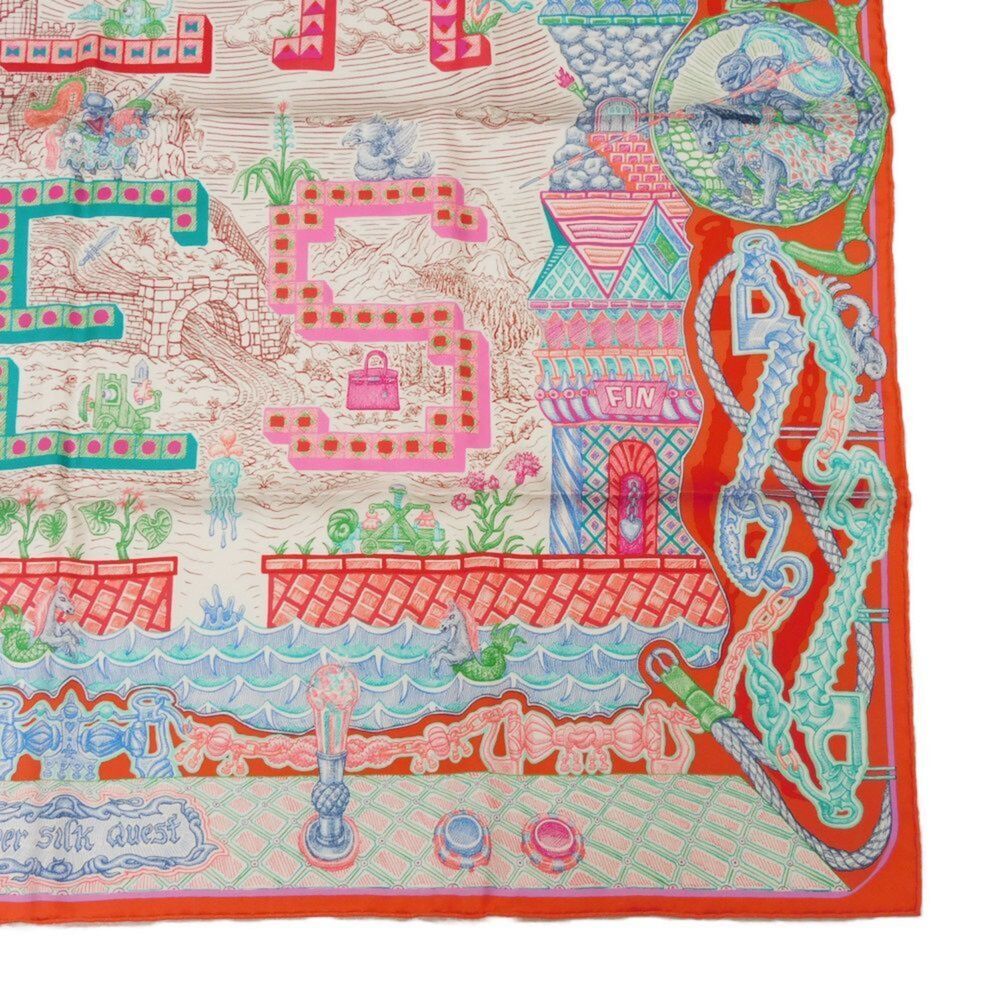 HERMES Authentic Red Silk Scarf - Picture 10 of 11